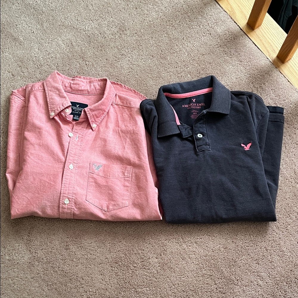 American Eagle Outfitters Men's Pink and charcoal  Casual Shirts